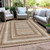 9' X 12' Chocolate And Beige Geometric Washable Indoor Outdoor Area Rug - Chocolate, Beige
