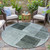 8' Teal Blue And Gray Round Geometric Washable Indoor Outdoor Area Rug - 880016794526