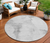 8' Silver Gray And Pewter Round Abstract Washable Indoor Outdoor Area Rug