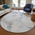 8' Silver Gray And Pewter Round Abstract Washable Indoor Outdoor Area Rug