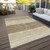 10' X 14' Beige Brown And Taupe Striped Washable Indoor Outdoor Area Rug