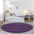 8' Round Eggplant Round Striped Washable Non Skid Indoor Outdoor Area Rug