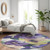 8' Purple And Lavender Round Floral Washable Indoor Outdoor Area Rug - Purple, Lavender