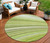 8' Artichoke Green And Olive Green Round Abstract Washable Indoor Outdoor Area Rug