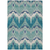 10' X 14' Teal Blue Navy Blue And Ivory Ikat Washable Indoor Outdoor Area Rug