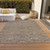 9' X 12' Brown Beige And Taupe Geometric Washable Indoor Outdoor Area Rug