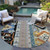 8' Black Ivory And Copper Round Aztec Washable Indoor Outdoor Area Rug