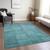 8' X 10' Teal Blue And Aqua Patchwork Washable Indoor Outdoor Area Rug