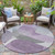 8' Purple And Gray Round Abstract Washable Indoor Outdoor Area Rug - Purple, Gray