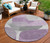 8' Purple And Gray Round Abstract Washable Indoor Outdoor Area Rug - Purple, Gray