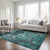 8' X 10' Teal Black and Gray Abstract Washable Indoor Outdoor Area Rug