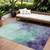 10' X 14' Blue And Purple Abstract Washable Indoor Outdoor Area Rug