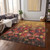 10' X 14' Gold Red And Brown Floral Washable Indoor Outdoor Area Rug