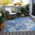 9' X 12' Navy Blue And Ivory Abstract Washable Indoor Outdoor Area Rug - Navy Blue, Ivory