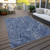 8' X 10' Navy Blue And Sky Blue Paisley Washable Indoor Outdoor Area Rug
