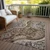 9' X 12' Brown Beige And Tan Floral Medallion Washable Indoor Outdoor Area Rug
