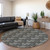 8' Black And Ivory Round Geometric Washable Indoor Outdoor Area Rug Transitional Style - Black, Ivory Color