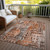8' X 10' Orange Copper And Salmon Village Houses Washable Indoor Outdoor Area Rug