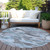 8' Denim Blue And Blue Round Abstract Washable Indoor Outdoor Area Rug - Denim Blue, Blue
