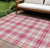 8' X 10' Blush Ivory And Copper Plaid Washable Indoor Outdoor Area Rug