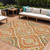 10' X 14' Orange Peach And Ivory Floral Washable Indoor Outdoor Area Rug