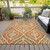 10' X 14' Orange Peach And Ivory Floral Washable Indoor Outdoor Area Rug