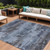 10' X 14' Blue And Charcoal Abstract Washable Indoor Outdoor Area Rug