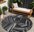 8' Black And Gray Round Geometric Washable Indoor Outdoor Area Rug