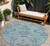 8' Sky Blue Gray And Charcoal Round Floral Washable Indoor Outdoor Area Rug