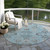 8' Sky Blue Gray And Charcoal Round Floral Washable Indoor Outdoor Area Rug