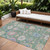 8' X 10' Sage Ivory And Pink Floral Washable Indoor Outdoor Area Rug