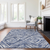 10' X 14' Navy Blue And Sky Blue Geometric Washable Indoor Outdoor Area Rug