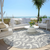 8' Gray And Ivory Round Floral Washable Indoor Outdoor Area Rug
