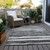 10' X 14' Charcoal And Gray Striped Washable Indoor Outdoor Area Rug - Charcoal, Gray