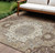 10' X 14' Chocolate Beige And Gray Oriental Washable Indoor Outdoor Area Rug