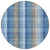 8' Denim Blue Sky Blue And Beige Round Plaid Washable Indoor Outdoor Area Rug