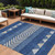 8' X 10' Navy Blue Ivory And Beige Southwestern Washable Indoor Outdoor Area Rug