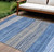 8' X 10' Navy Blue And Gray Striped Washable Indoor Outdoor Area Rug