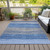 8' X 10' Navy Blue And Gray Striped Washable Indoor Outdoor Area Rug