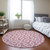 8' Blush And Ivory Round Geometric Washable Indoor Outdoor Area Rug