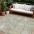 9' X 12' Artichoke Green Brown And Ivory Damask Washable Indoor Outdoor Area Rug