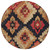 8' Rust And Charcoal Round Aztec Washable Indoor Outdoor Area Rug