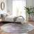 8' Purple Ivory And Charcoal Round Abstract Washable Indoor Outdoor Area Rug