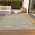 9' X 12' Taupe Fern Green And Ivory Geometric Washable Indoor Outdoor Area Rug