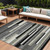 9' X 12' Black Charcoal And Gray Striped Washable Indoor Outdoor Area Rug