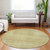 8' Gold Wheat And Beige Round Striped Washable Indoor Outdoor Area Rug