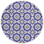 8' Navy Blue And Ivory Round Floral Medallion Washable Indoor Outdoor Area Rug