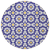 8' Navy Blue And Ivory Round Floral Medallion Washable Indoor Outdoor Area Rug