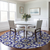 8' Navy Blue And Ivory Round Floral Medallion Washable Indoor Outdoor Area Rug