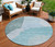 8' Teal Blue Artichoke Green And Blue Round Abstract Washable Indoor Outdoor Area Rug